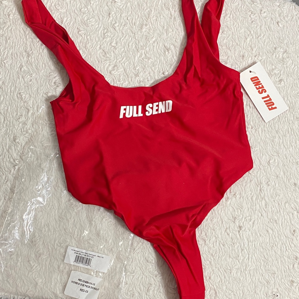 Red Full Send Thong Swimsuit NWT
